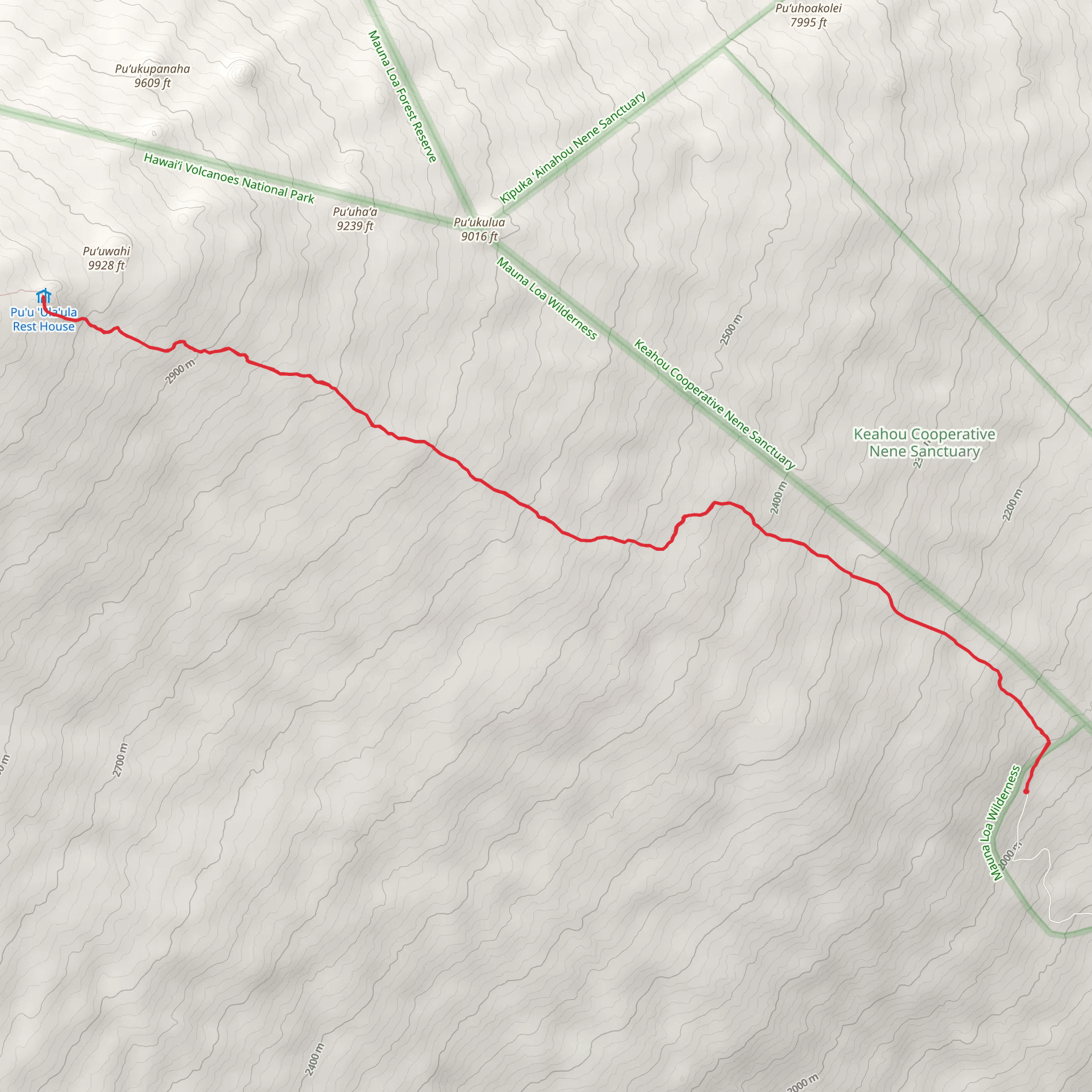 Puʻuʻulaʻula - Red Hill via Mauna Loa Trail mobile static map