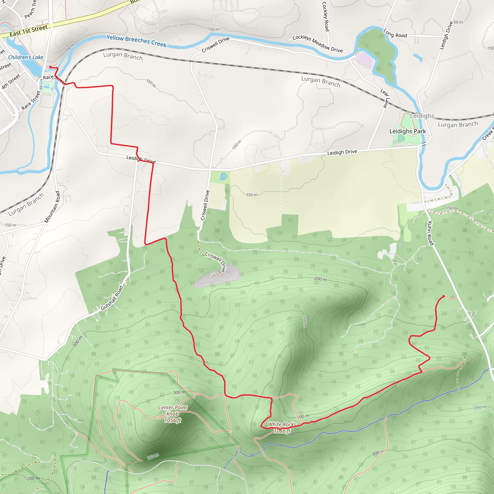 White Rocks from Children's Lake to Kuhn Road mobile static map