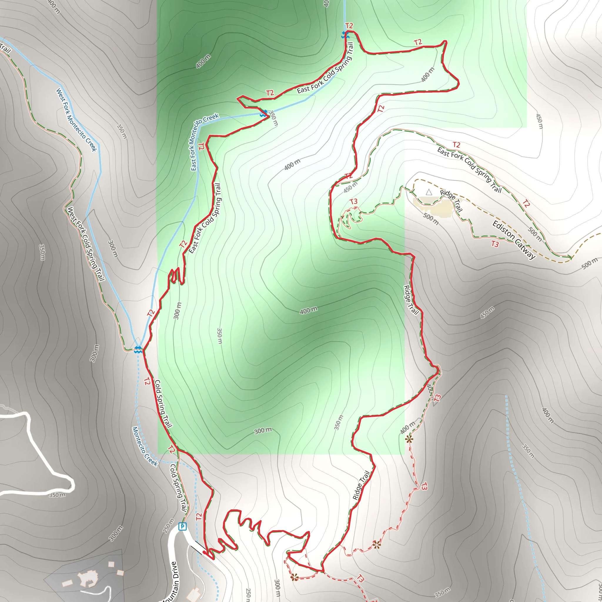 East Fork Cold Spring and Ridge Loop Trail mobile static map