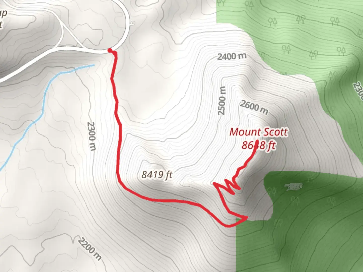 An image depicting the trail Mount Scott and its surrounding area.