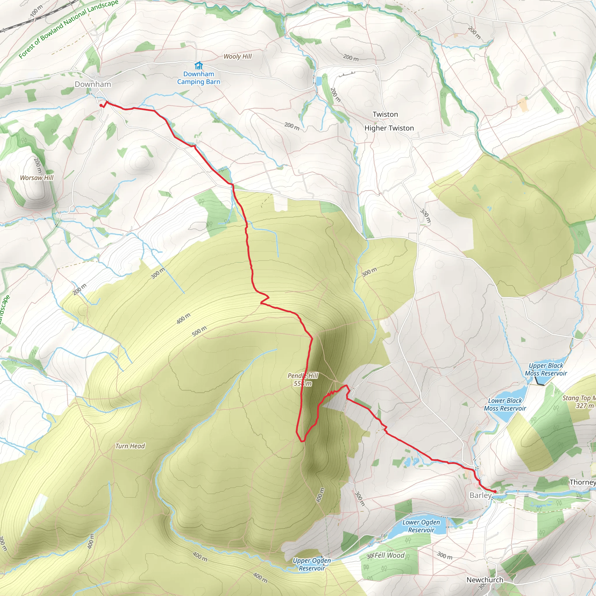 Barley to Downham Walk mobile static map