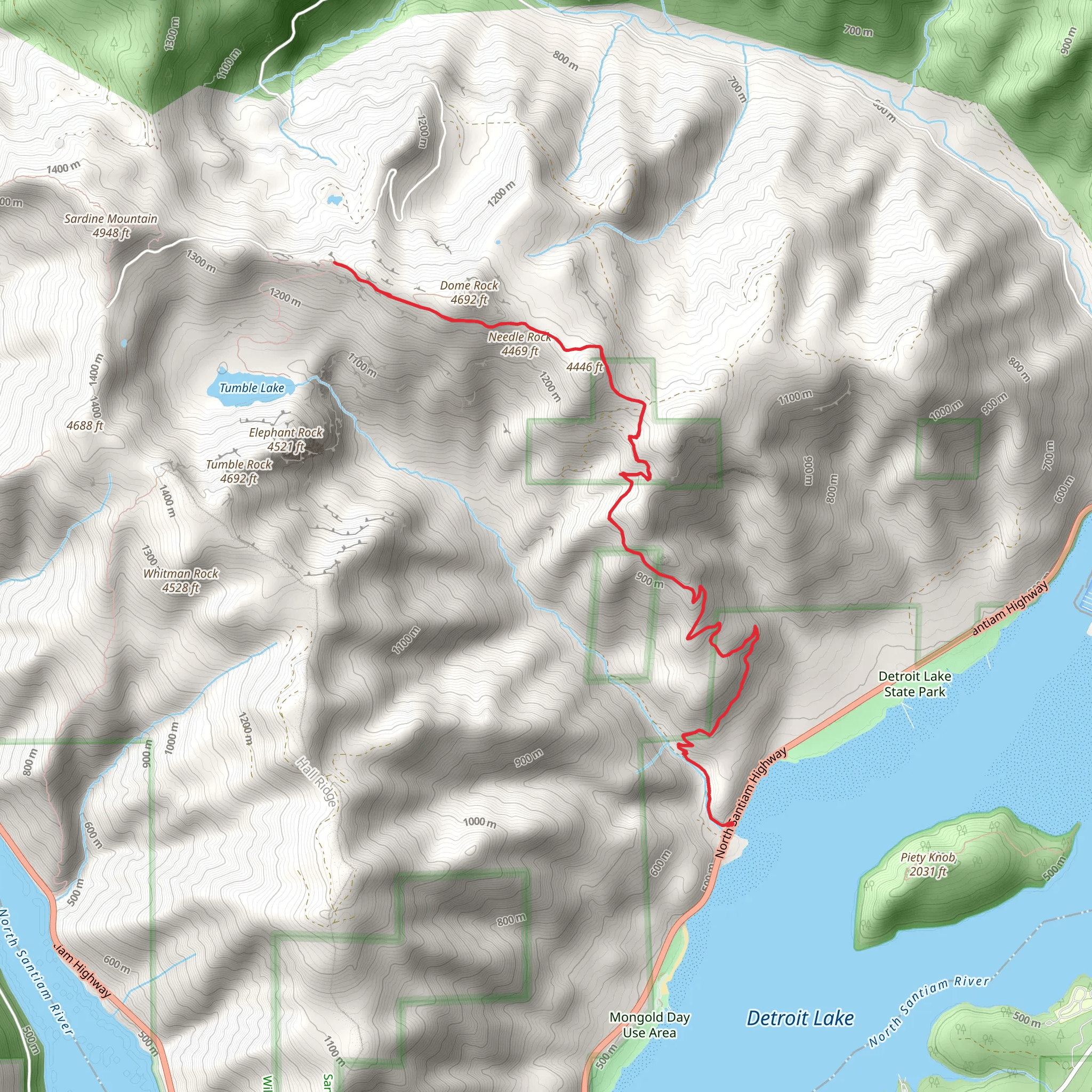 Tumble Ridge Trail - Detroit Lake mobile static map