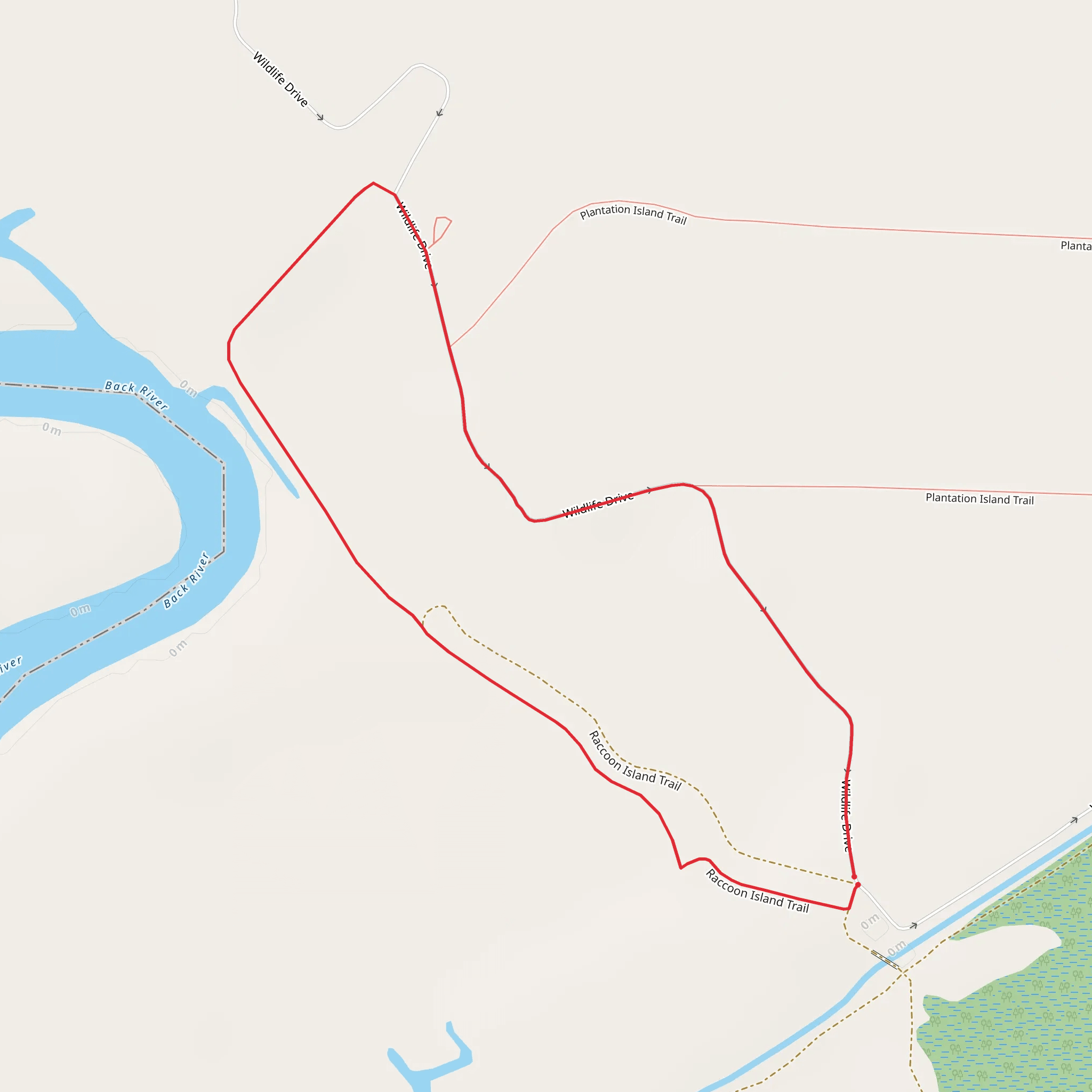 Raccoon Island Trail and Wildlife Drive Loop mobile static map