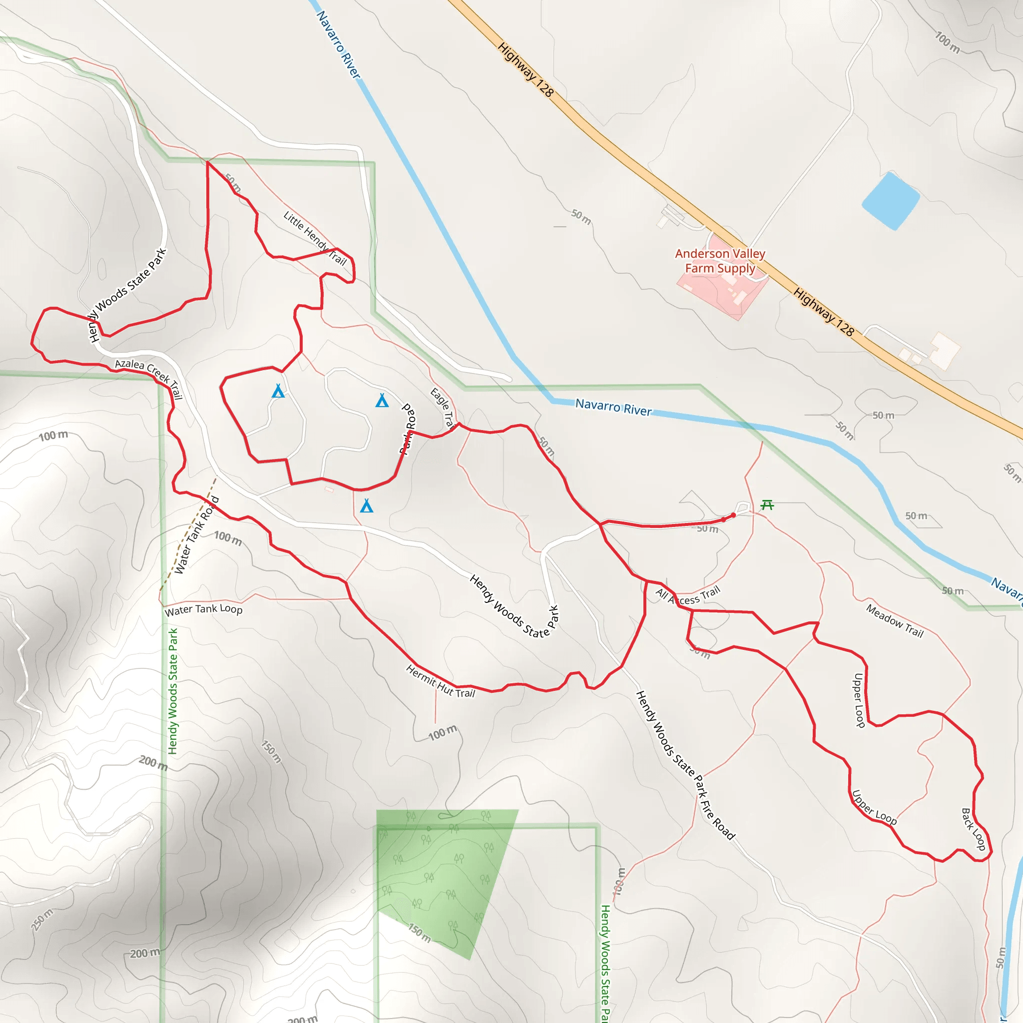 Azalea Campground, Upper Trail and Discovery Trail Loop mobile static map