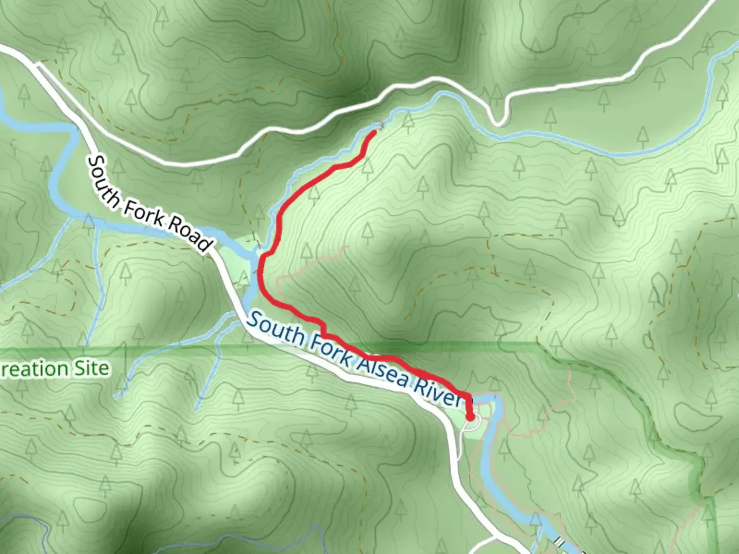 An image depicting the trail Green Peak Falls Trail and its surrounding area.