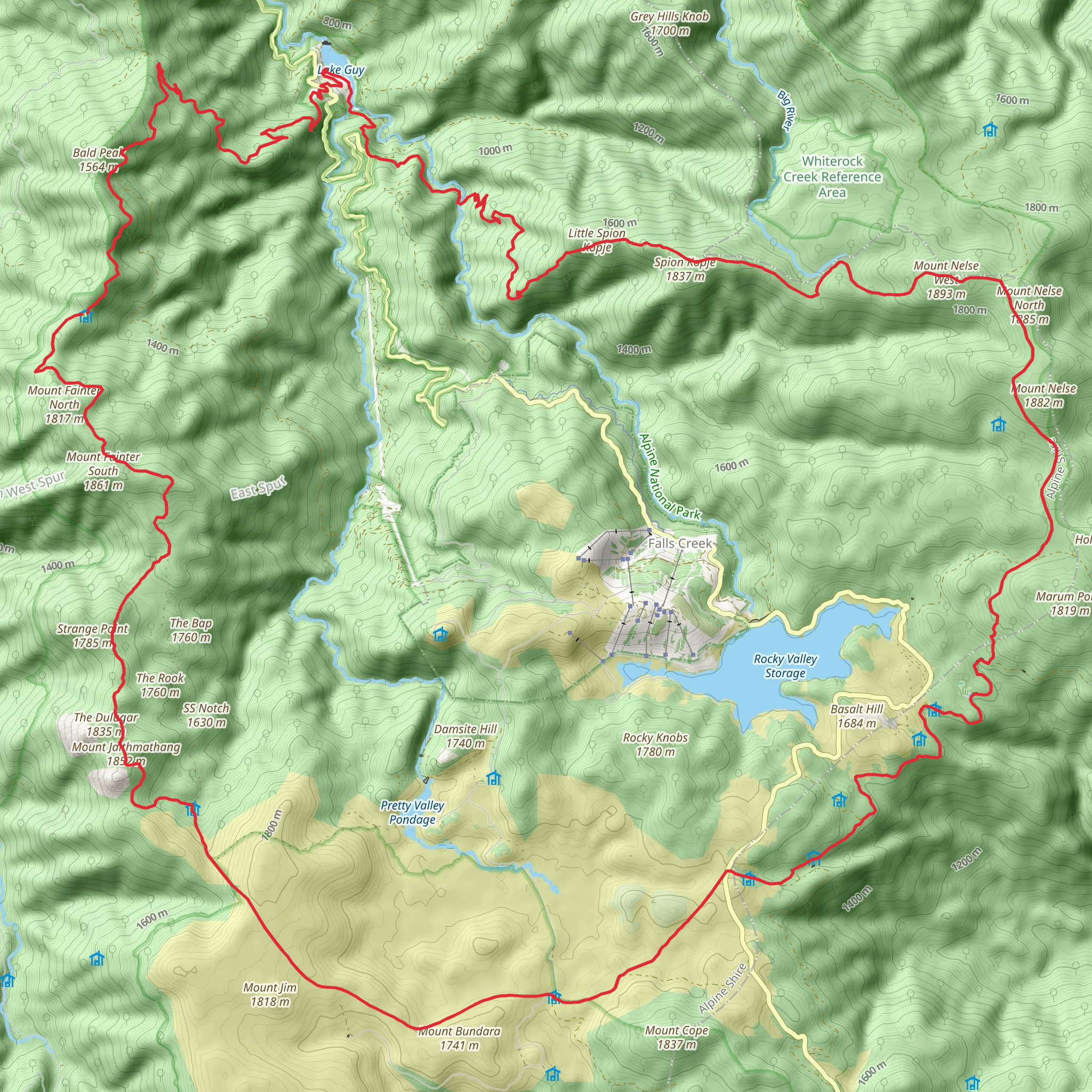 Fainter and Spion Kopje Firetrail Circuit Trail mobile static map