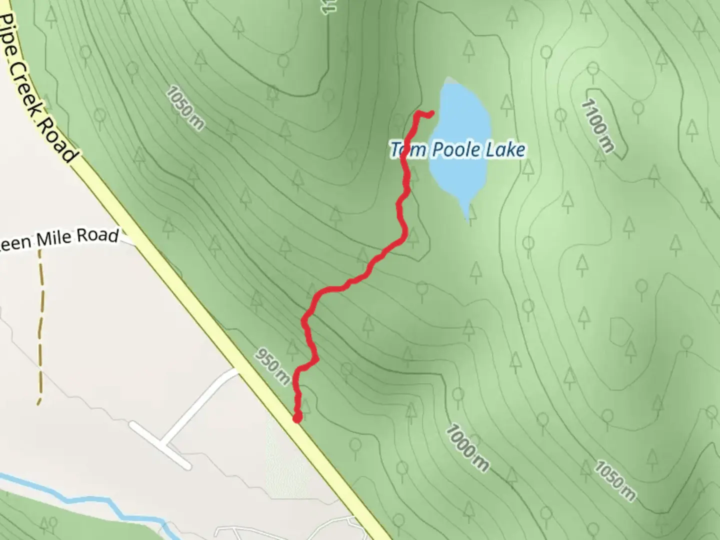 An image depicting the trail Tom Poole Lake Trail and its surrounding area.