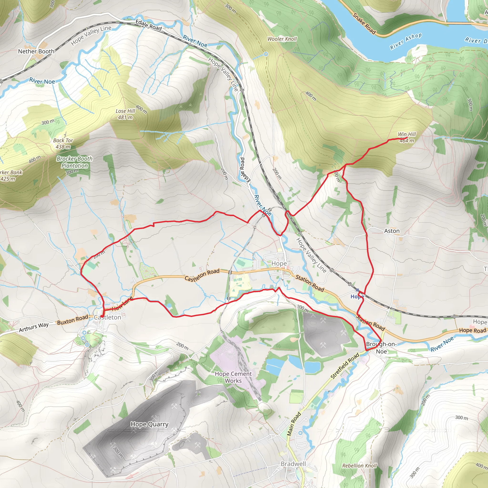 Over Win Hill Loop from Castleton mobile static map