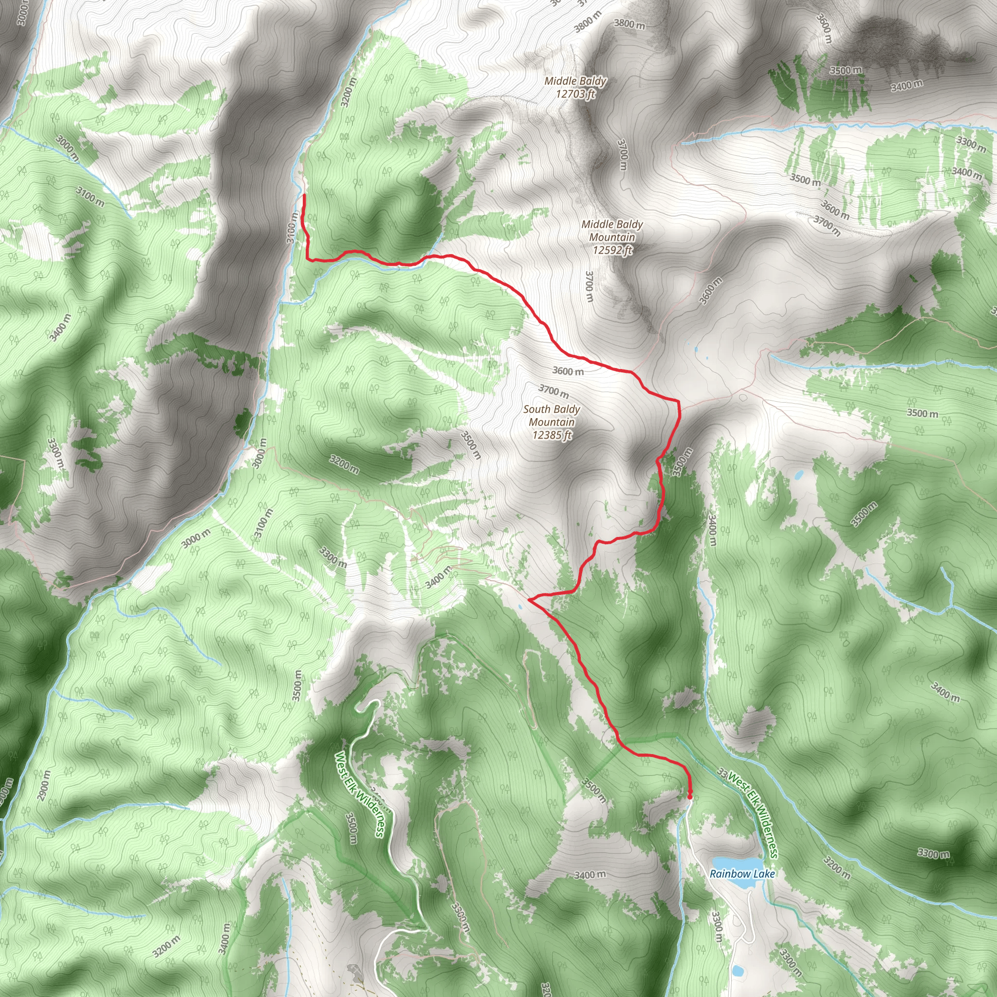 Sun Park via Rainbow Lake Trail mobile static map