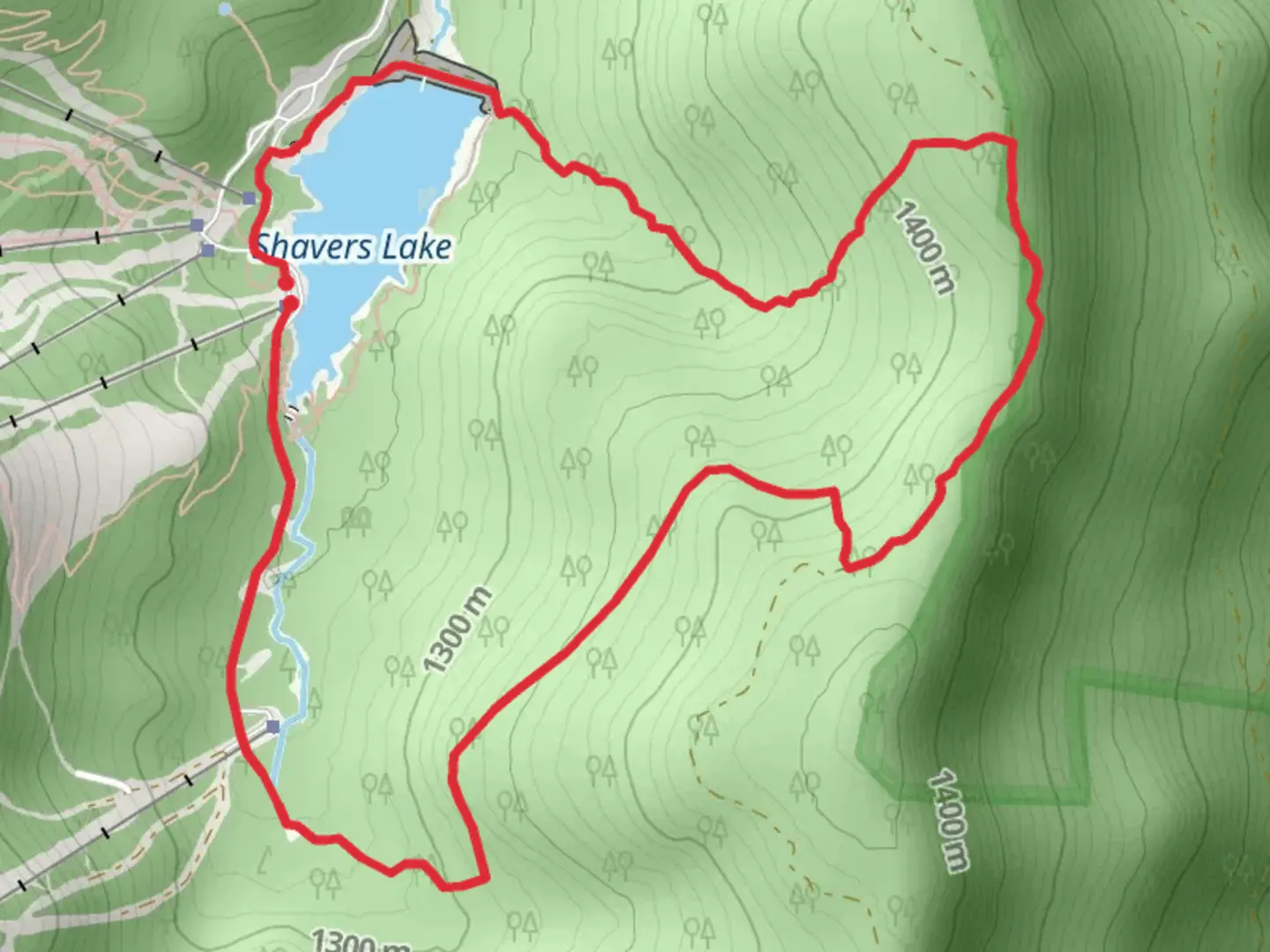 An image depicting the trail Bail Out and 6000 Steps Loop Trail and its surrounding area.