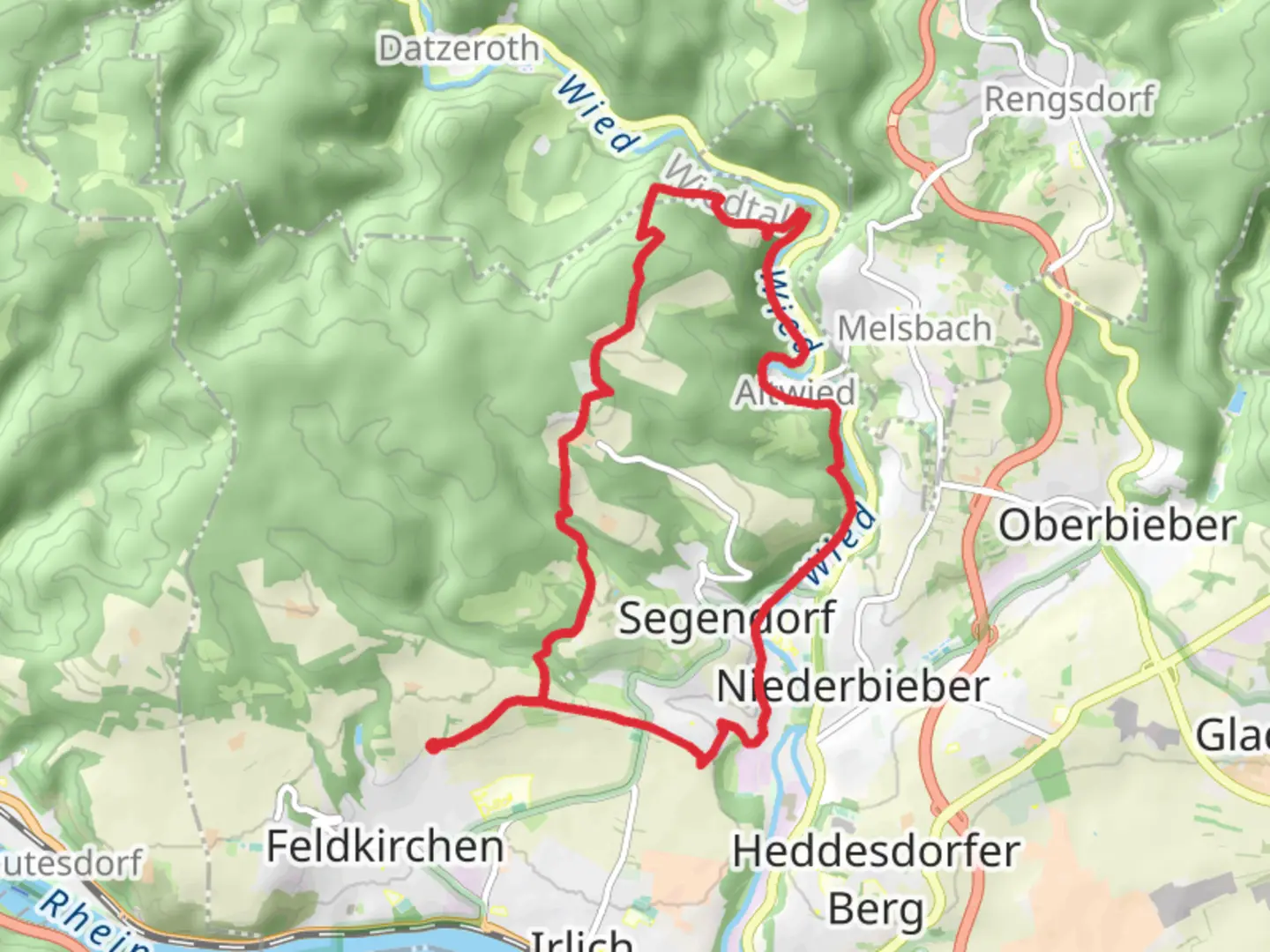 An image depicting the trail Segendorfer Wald Loop and its surrounding area.