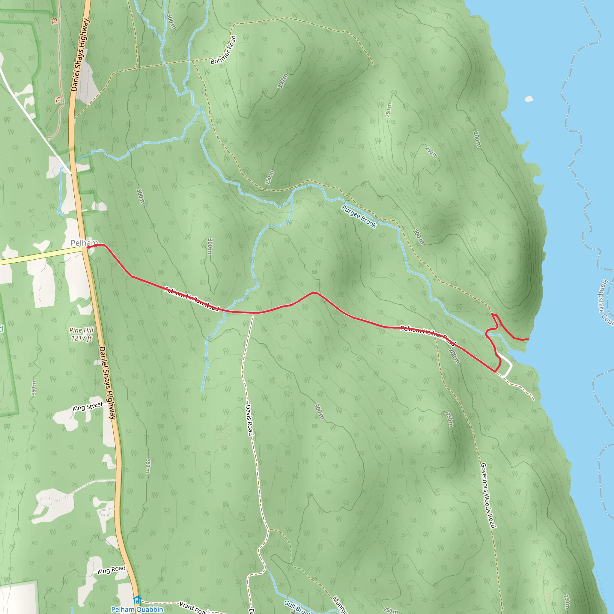 Pelham Hollow Road to Purgee Brook Trail - Pelham mobile static map