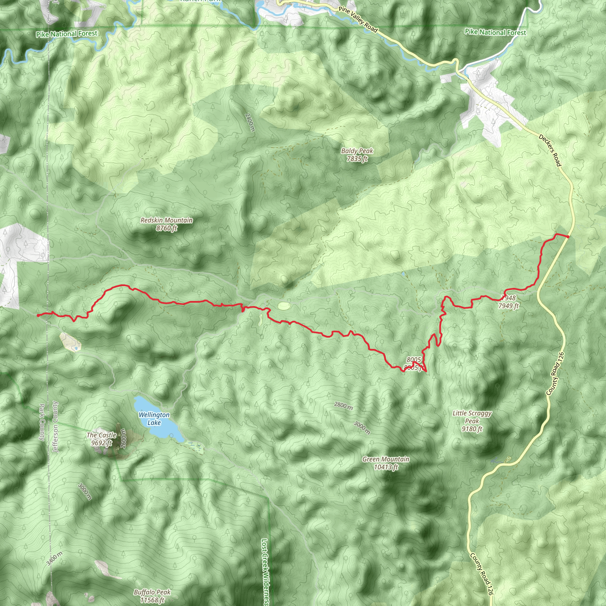 Colorado Trail from Deckers Road mobile static map