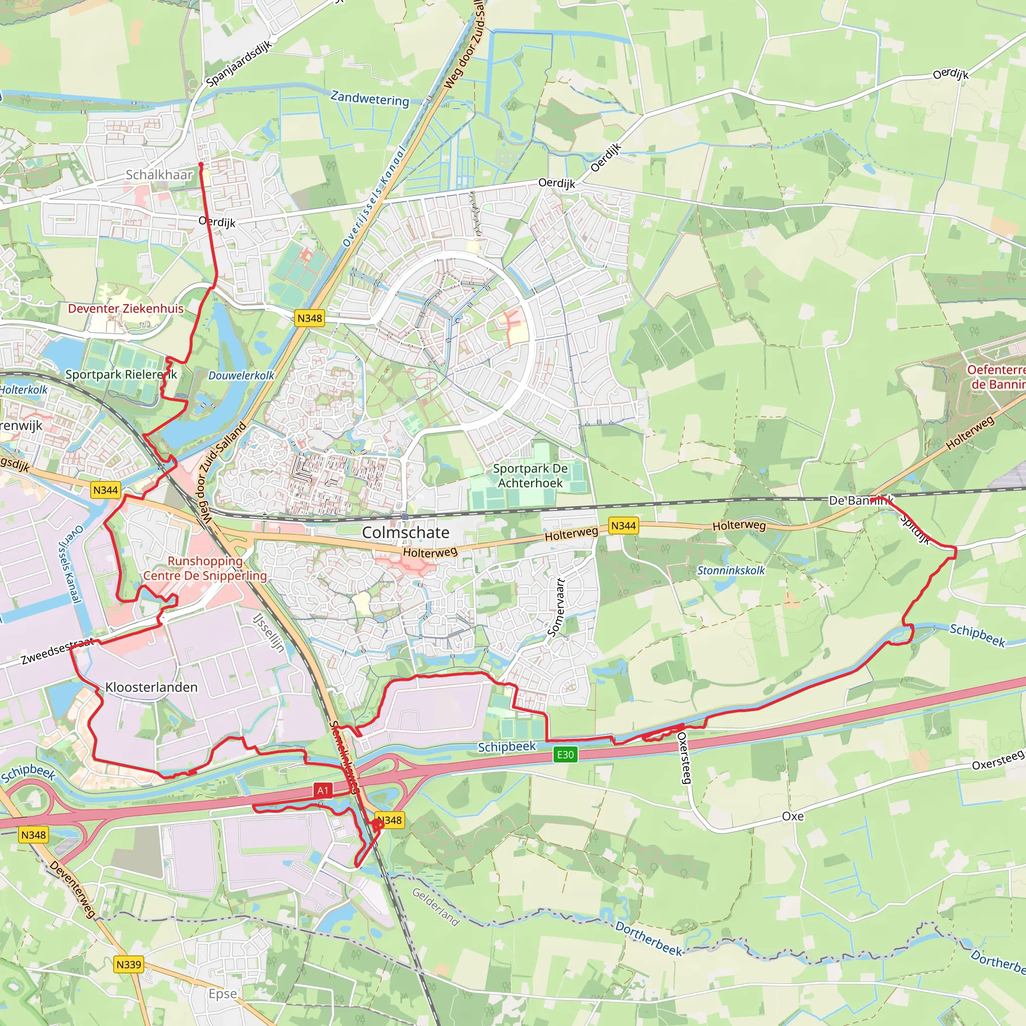 Schalkhaar to Olde Tolhuus via Track Moelle and Track Hanzepark mobile static map
