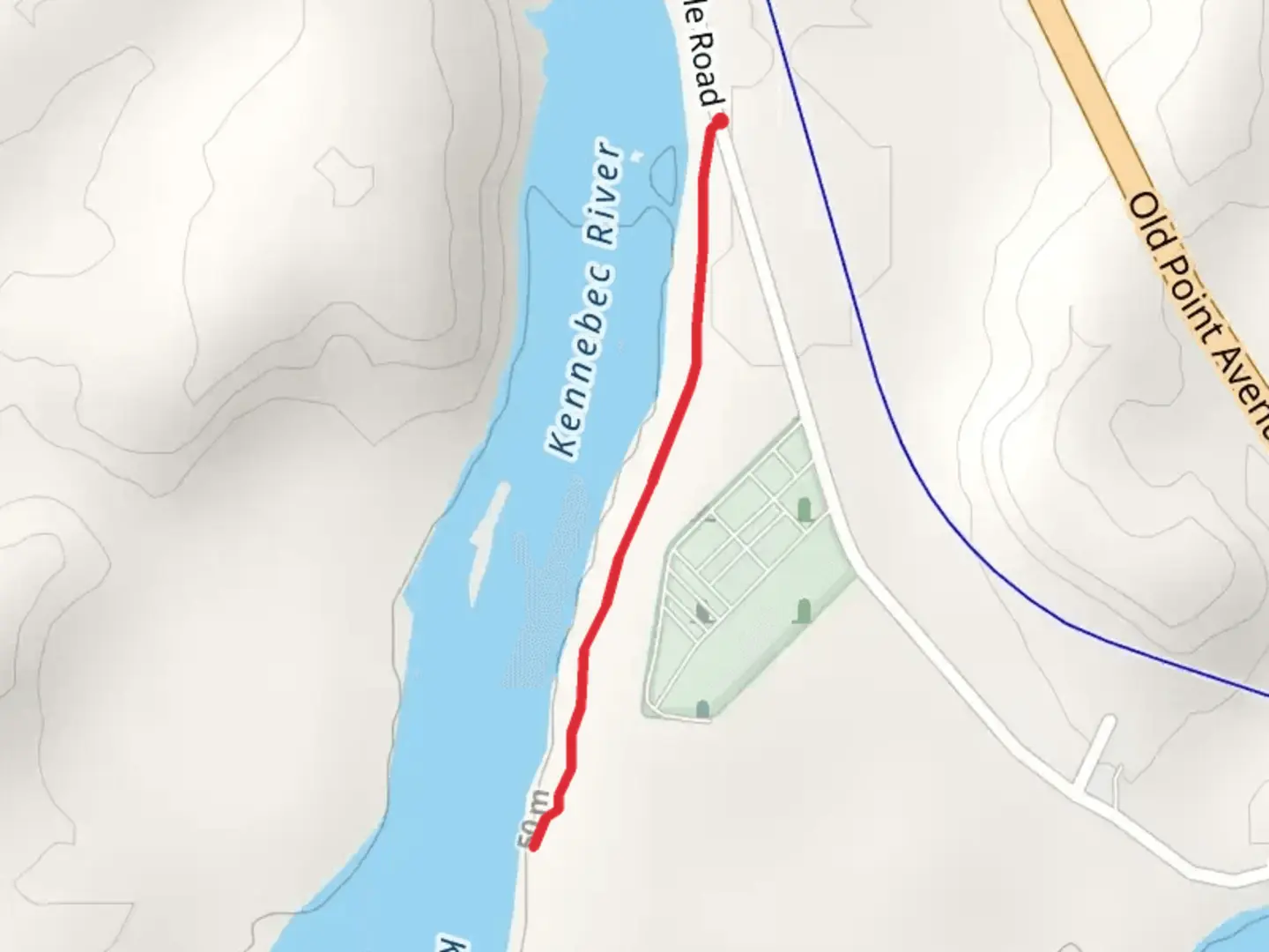 An image depicting the trail Kennebec River - Father Rasle Road and its surrounding area.