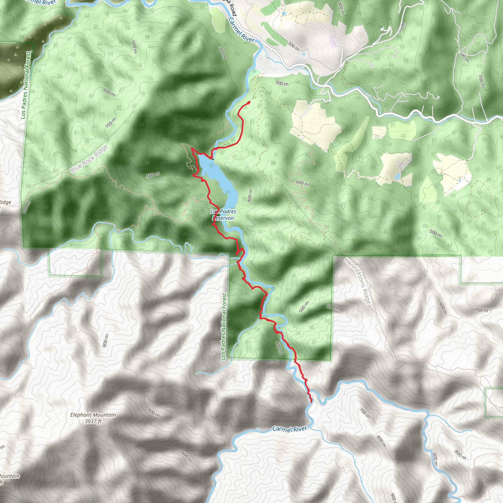 Carmel River Trail Out and Back mobile static map