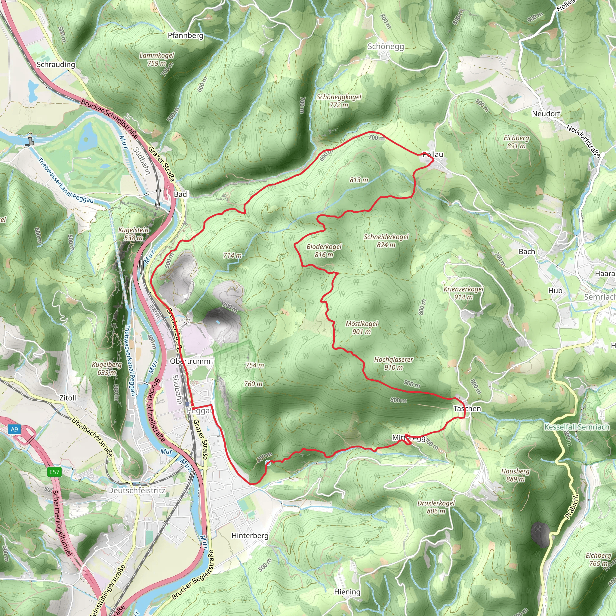 From Peggau to Tanneben Plateau mobile static map