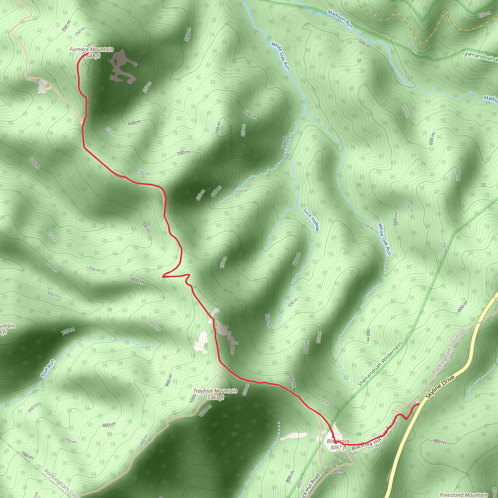 Furnace Mountain via Appalachian Trail mobile static map