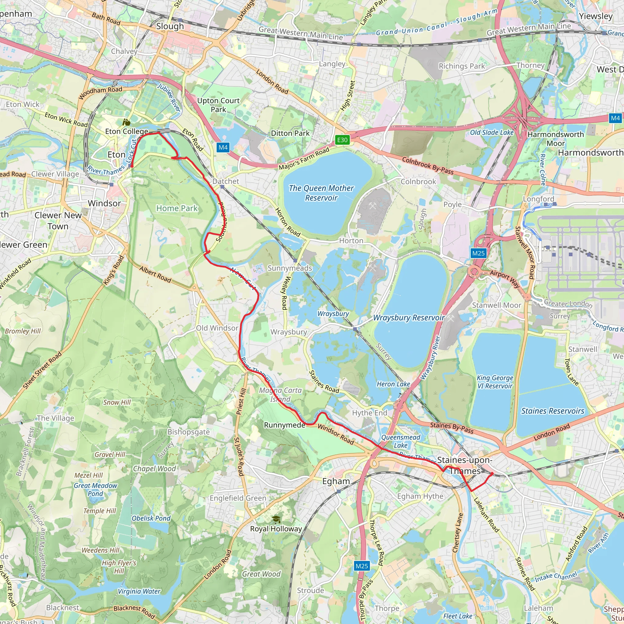 Staines to Windsor along the River Thames mobile static map