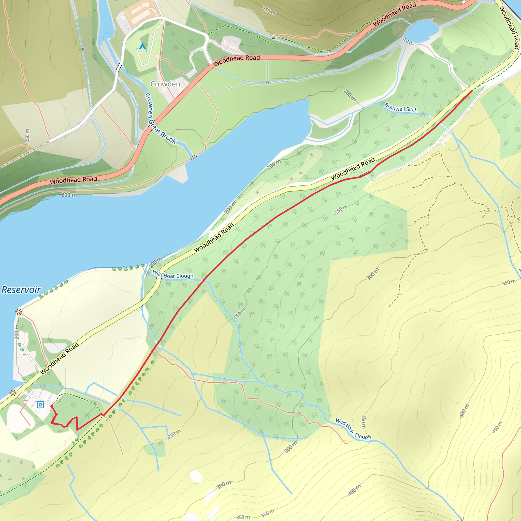 Torside Reservoir Walk from Crowden mobile static map