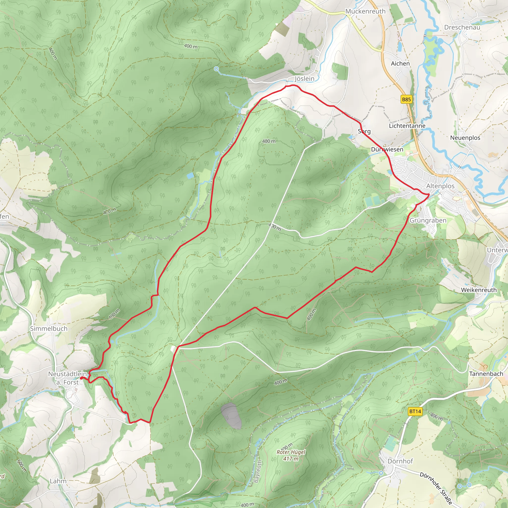 Altenplos and Neustädtlein am Forst Loop mobile static map