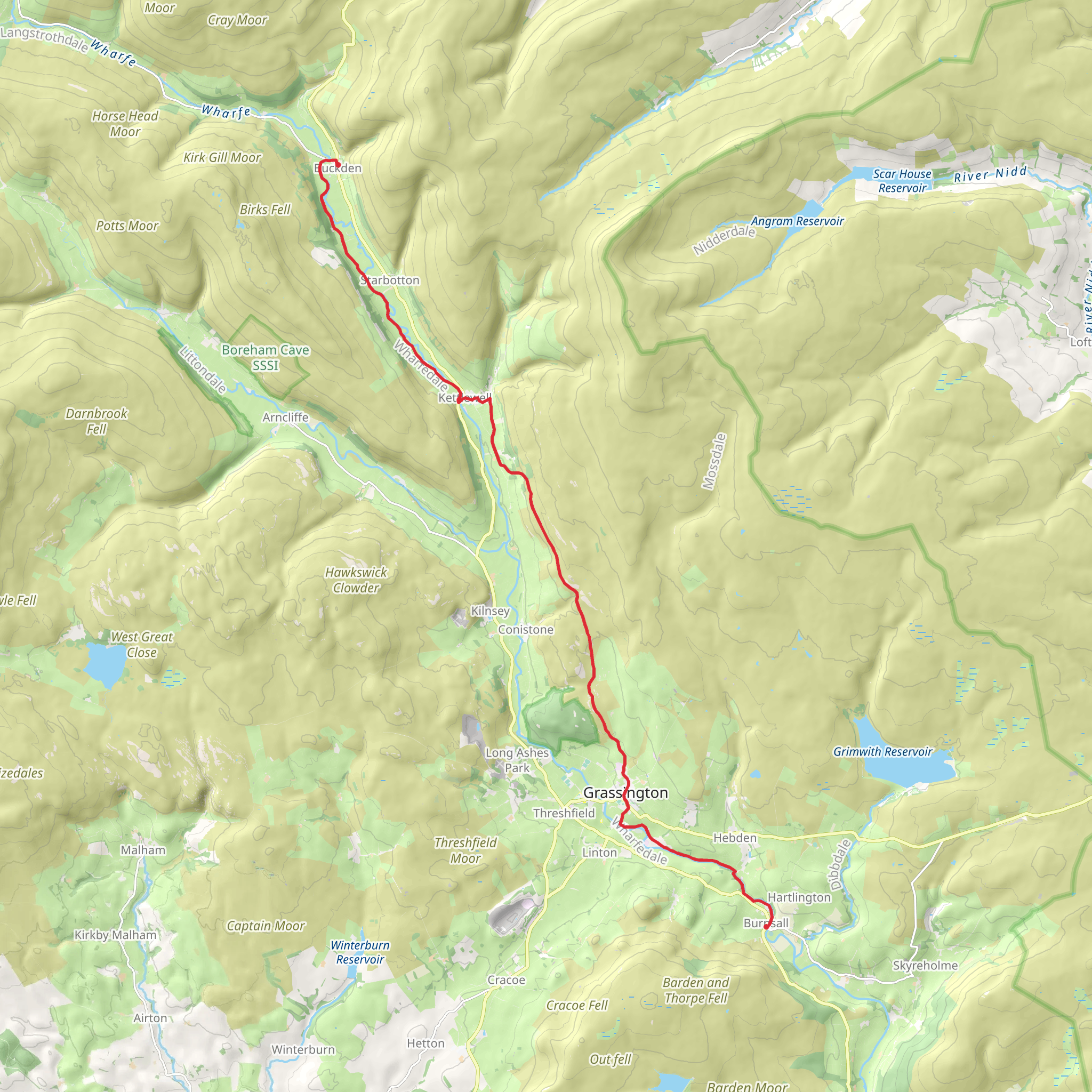 Burnsall to Buckden via River Wharfe mobile static map