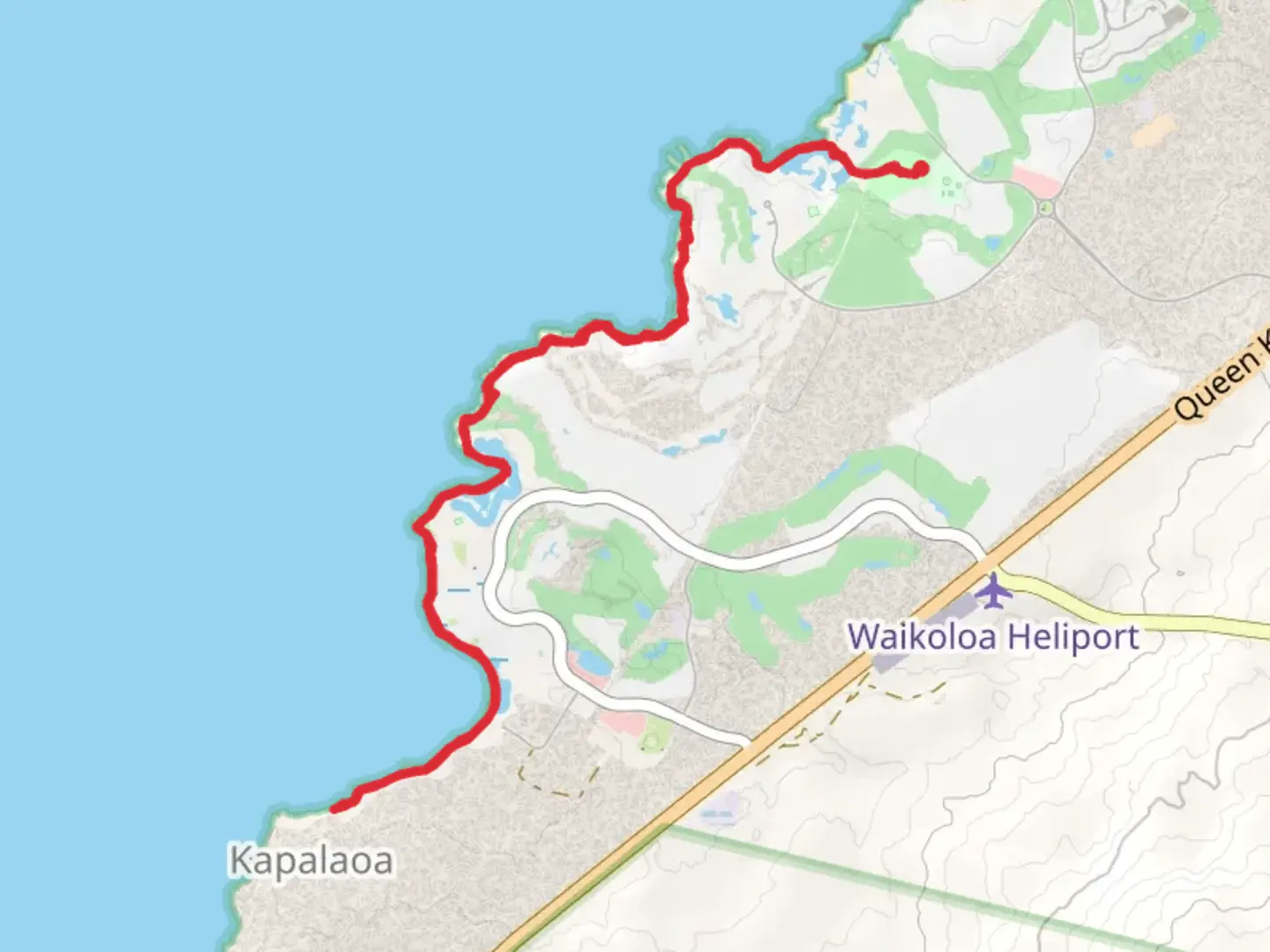 An image depicting the trail Kaauau Point and Fisherman Trail and its surrounding area.