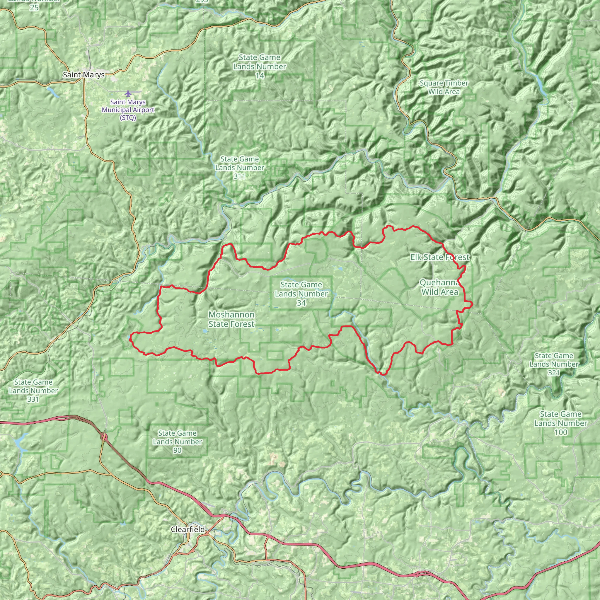 Quehanna Loop Trail via Parker Lake mobile static map