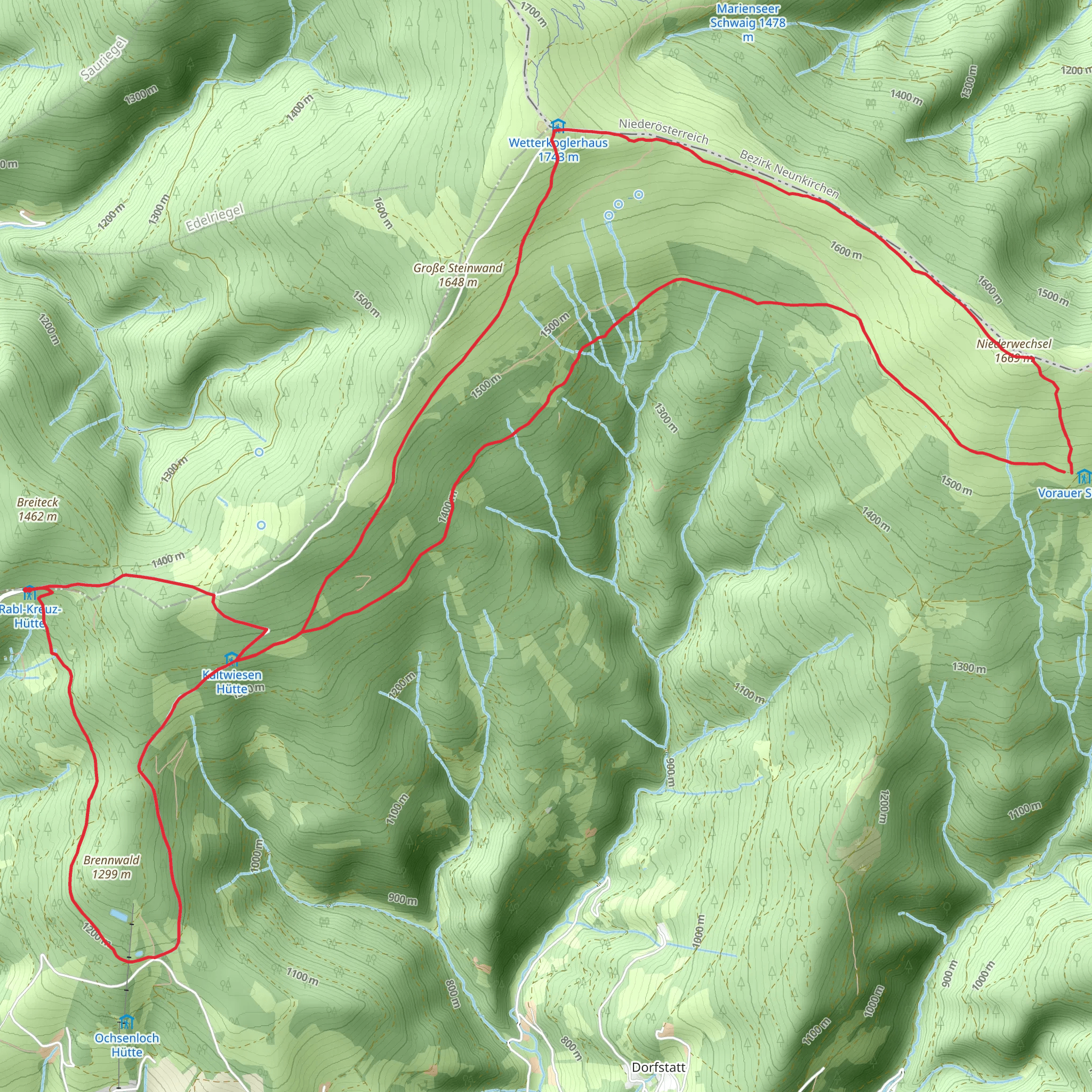 Hochwechsel Cottagehike mobile static map