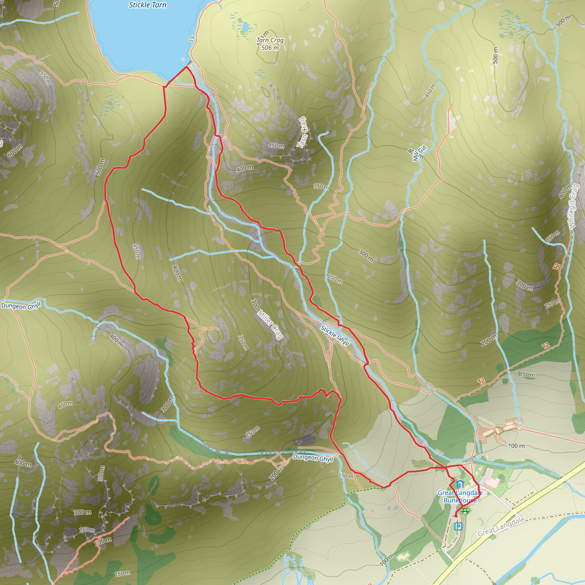 Stickle Tarn and Pike Howe Loop mobile static map