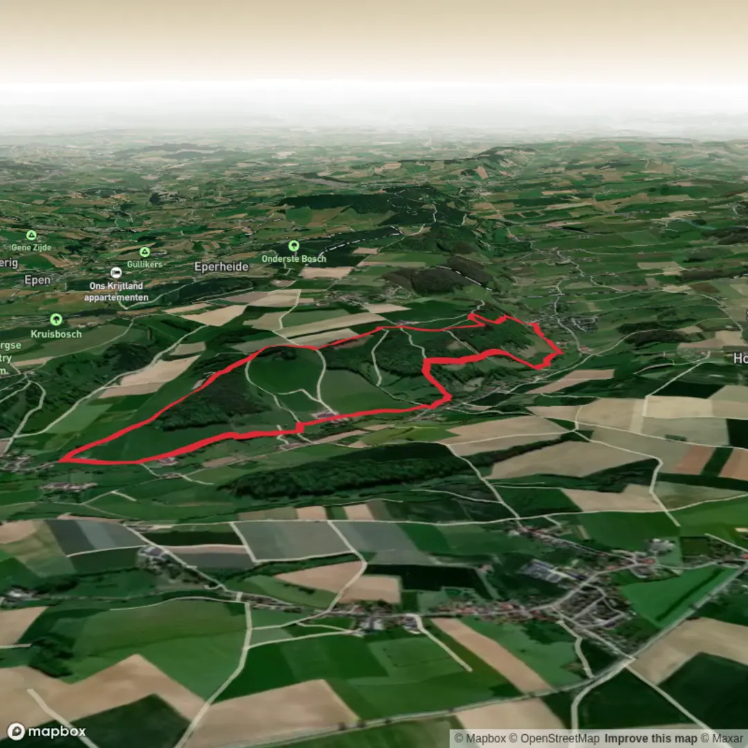 An image depicting the trail Krijtlandpad and Gulpen Wittem Loop and its surrounding area.