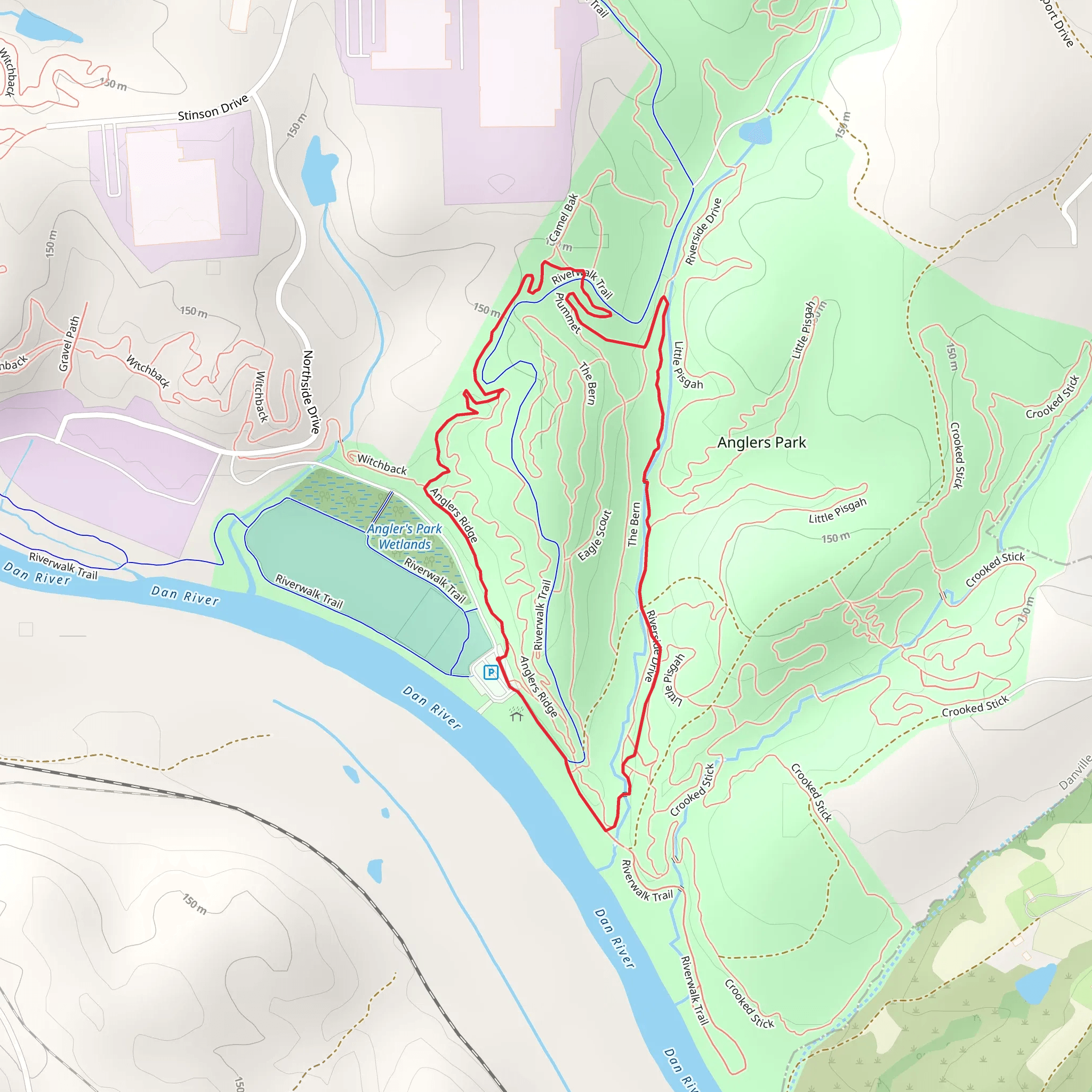 Anglers Ridge, Riverside Drive and Riverwalk Loop Trail mobile static map