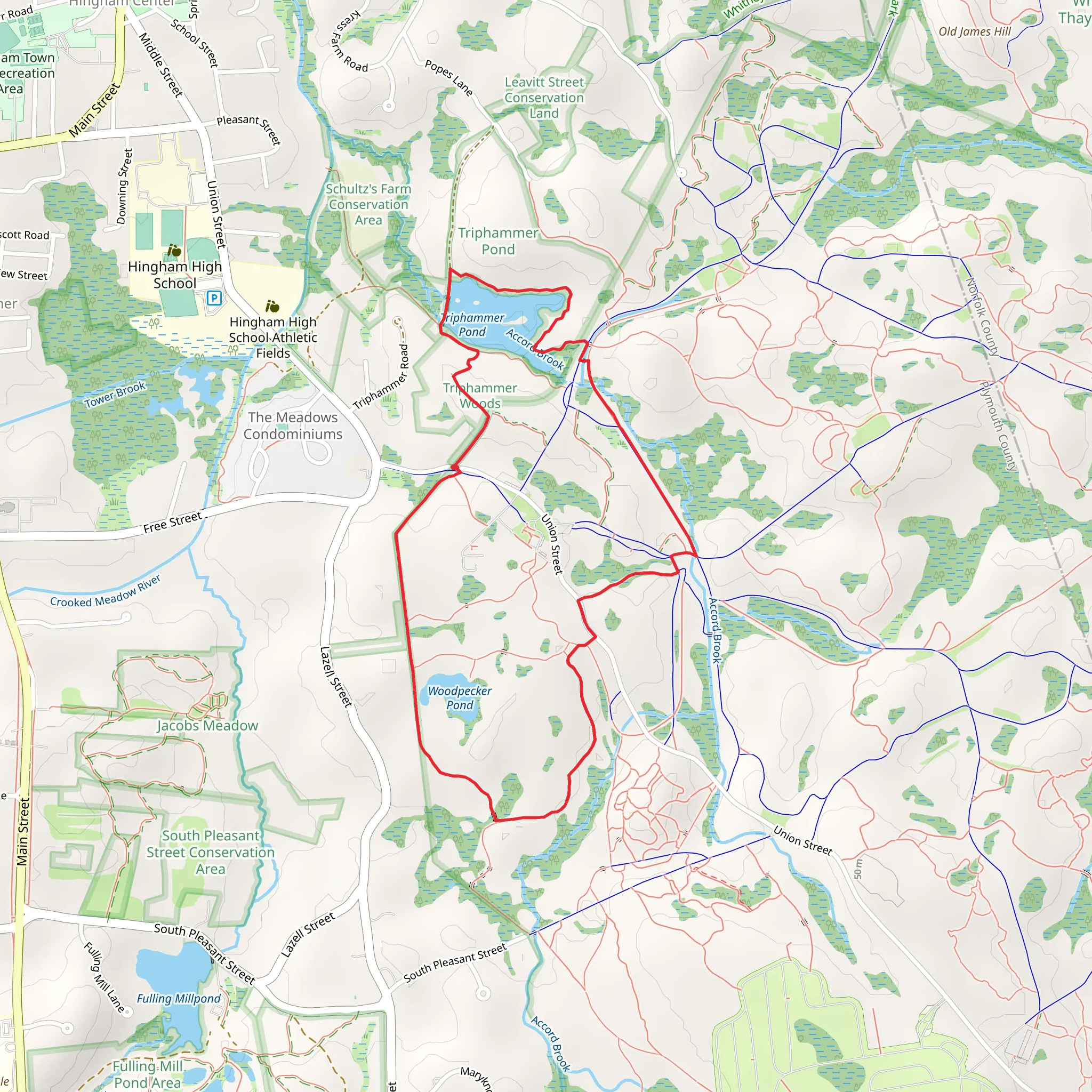 Triphammer Pond and Woodpecker Pond Loop mobile static map