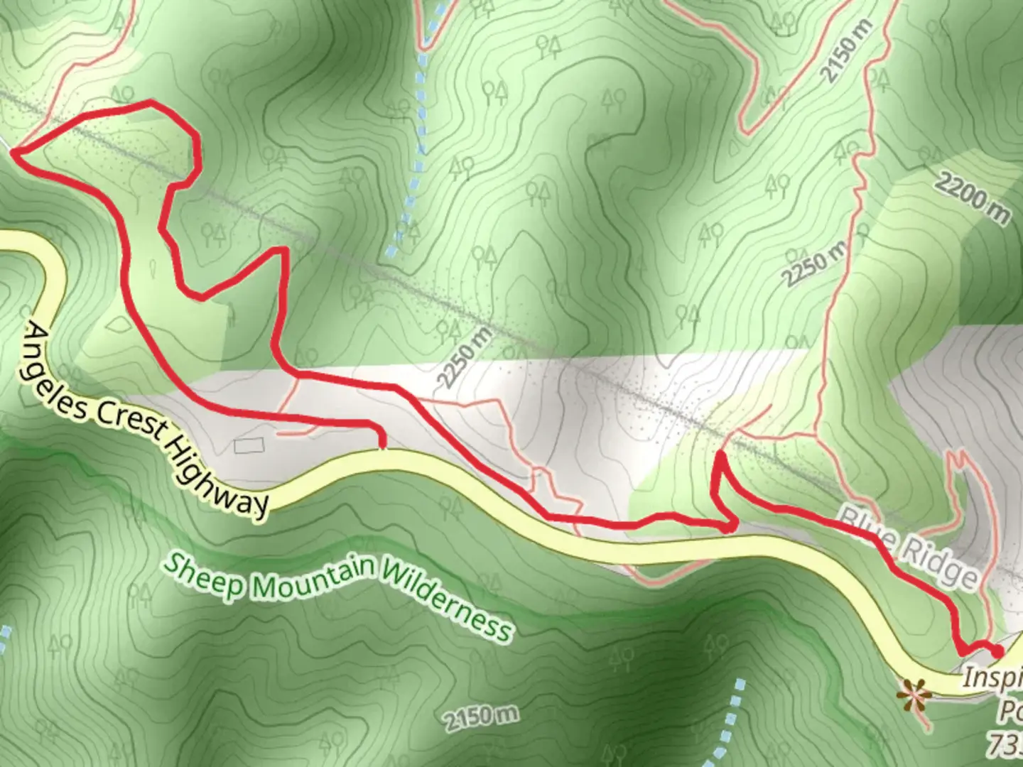 An image depicting the trail Grassy Hollow Vistor Center via PCT and its surrounding area.