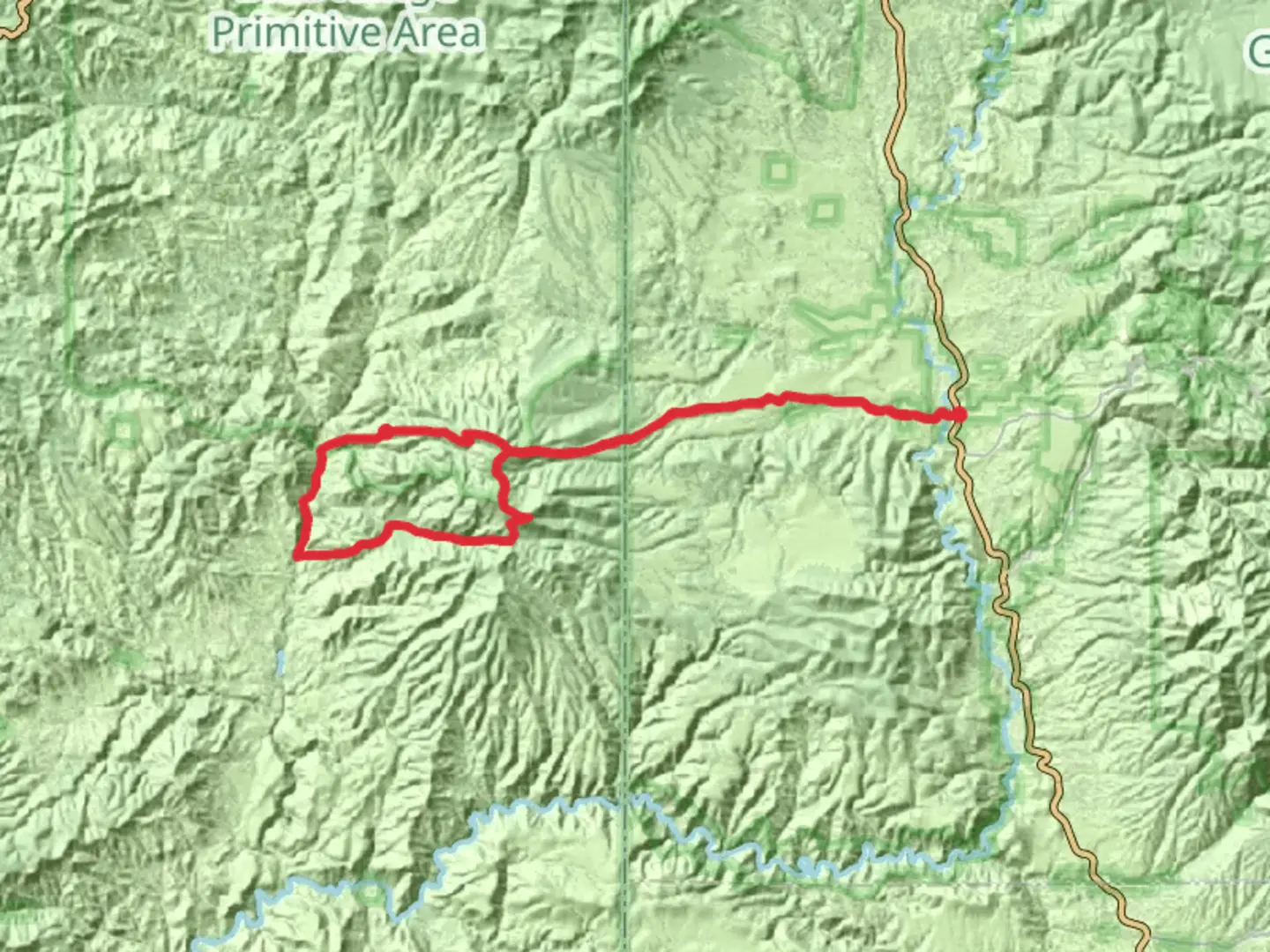 An image depicting the trail Maple Peak and Charlie Moore Mountain via Horse Canyon and Grand Enchantment Trail and its surrounding area.