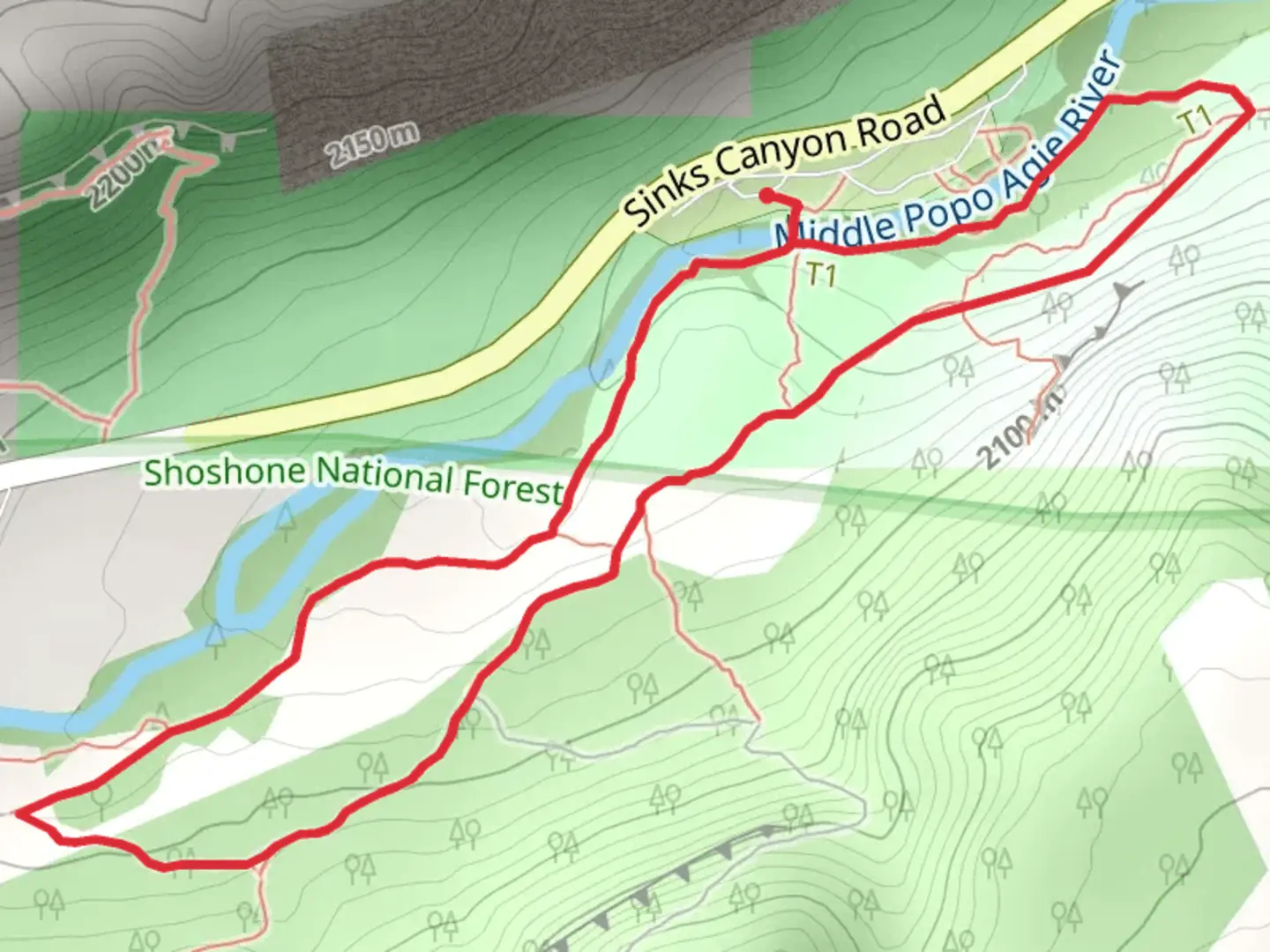 An image depicting the trail Catalyst - Popo Agie Nature Loop Trail and its surrounding area.
