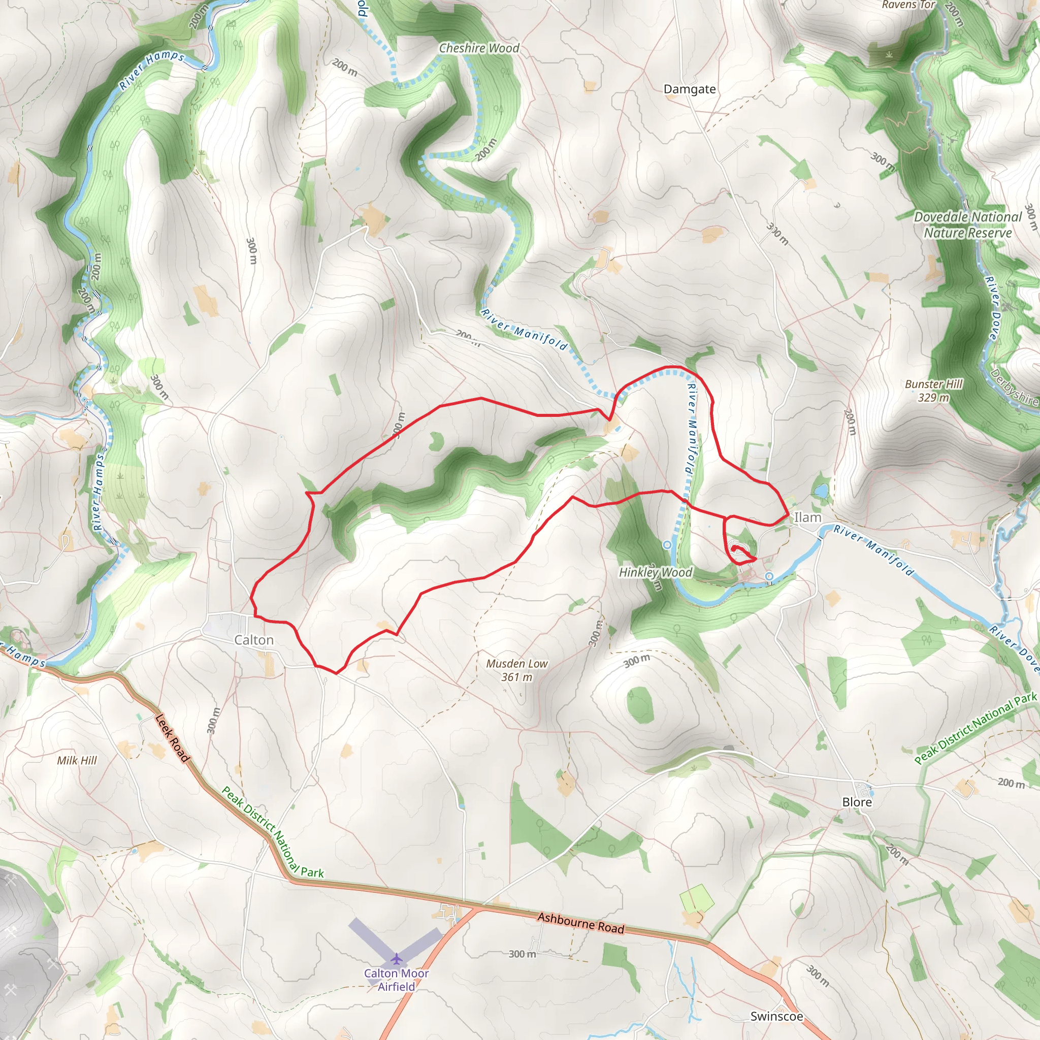 Ilam and Manifold Loop via Manifold Trail mobile static map