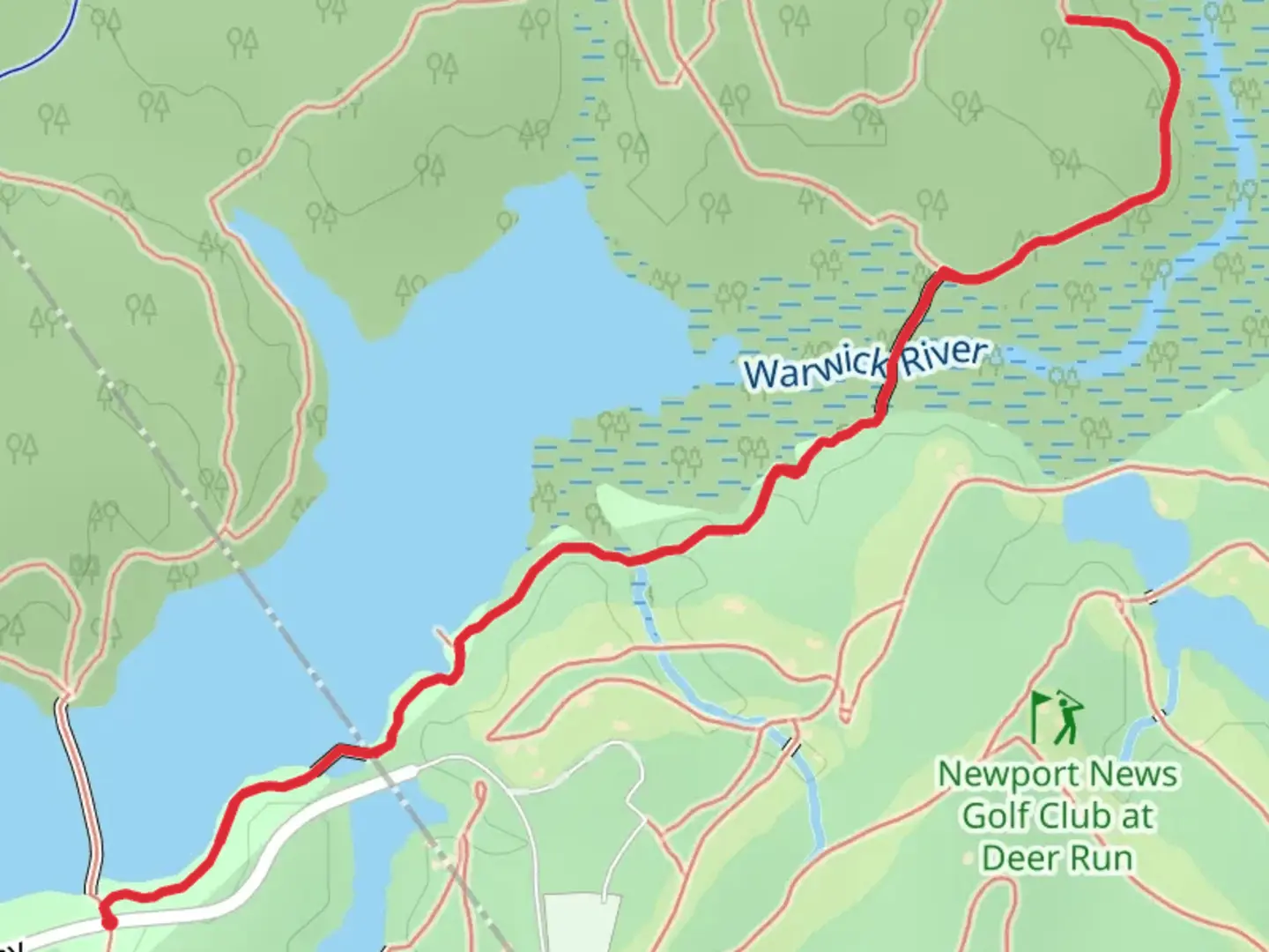 An image depicting the trail Walk along Warwick River and its surrounding area.