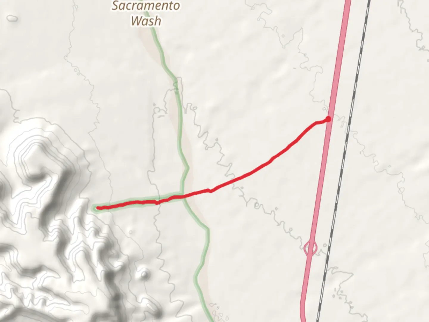 An image depicting the trail Caliche Spring and its surrounding area.