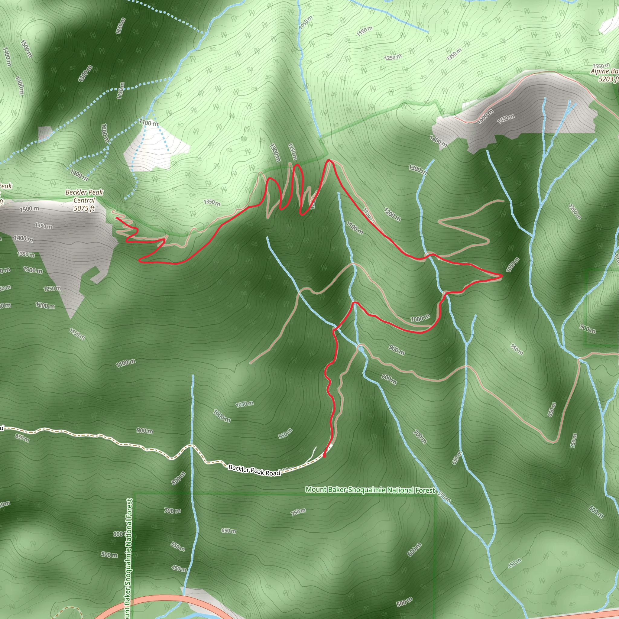 Beckler Peak Trail mobile static map