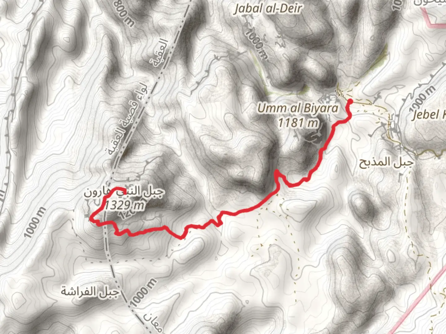 An image depicting the trail Tomb of High Priest Aaron Walk via Jabal Harun Trail and its surrounding area.