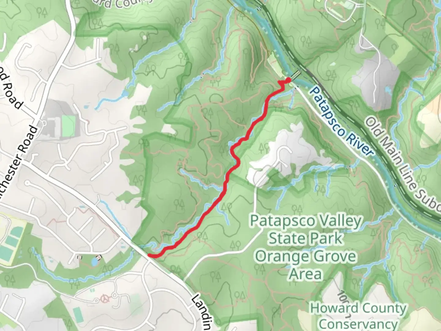 An image depicting the trail Cascade Falls Trail and its surrounding area.