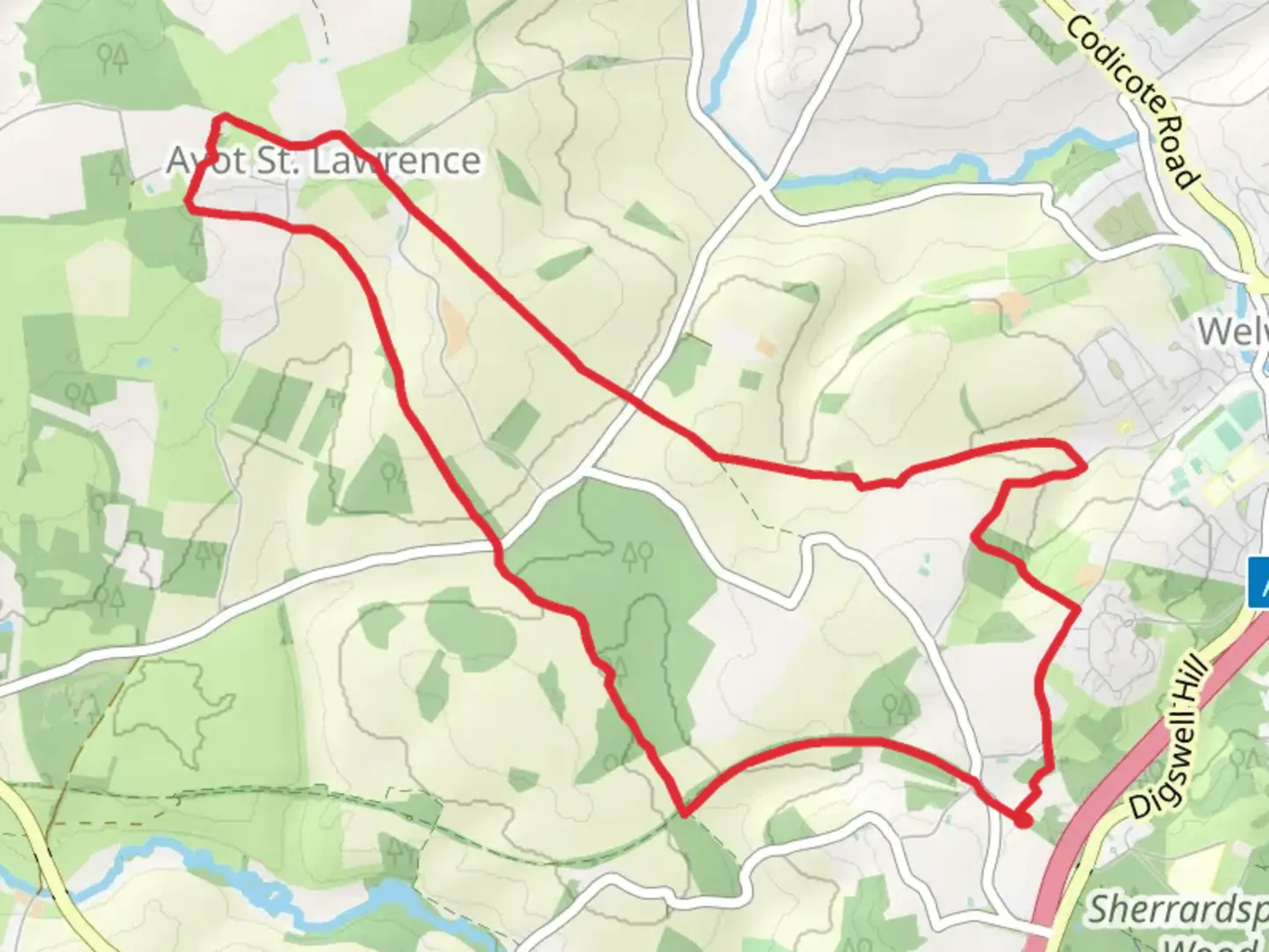 An image depicting the trail Ayot St Peter and Ayot St Lawrence Loop and its surrounding area.
