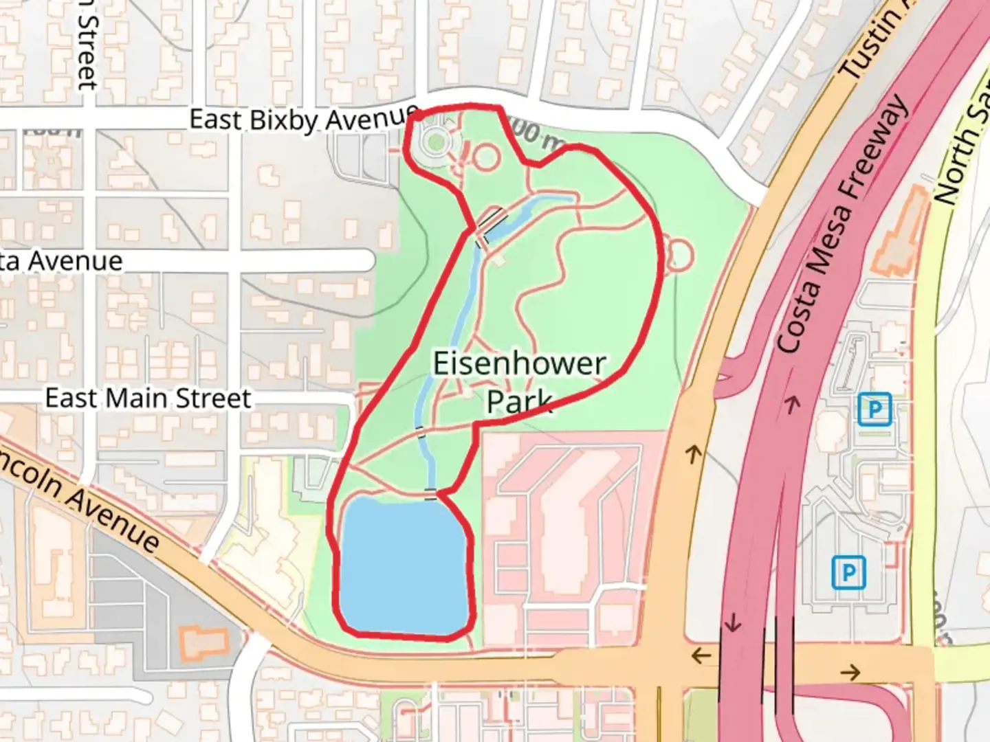 An image depicting the trail Eisenhower Park Loop and its surrounding area.