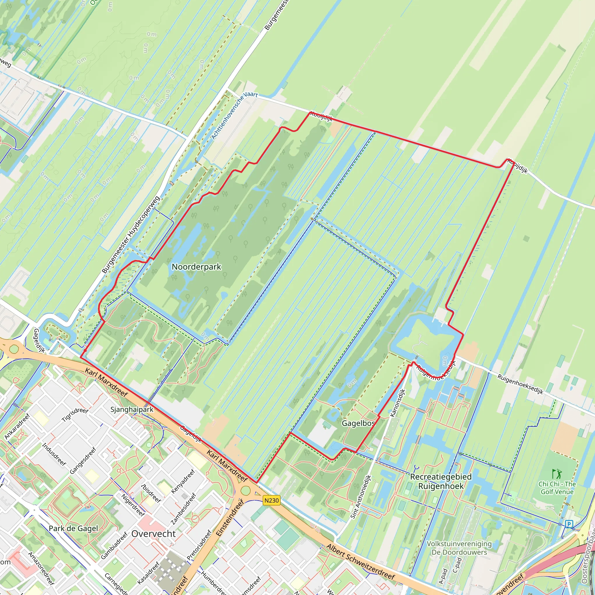 Polder De gagel and Fort Ruigenhoek Loop mobile static map