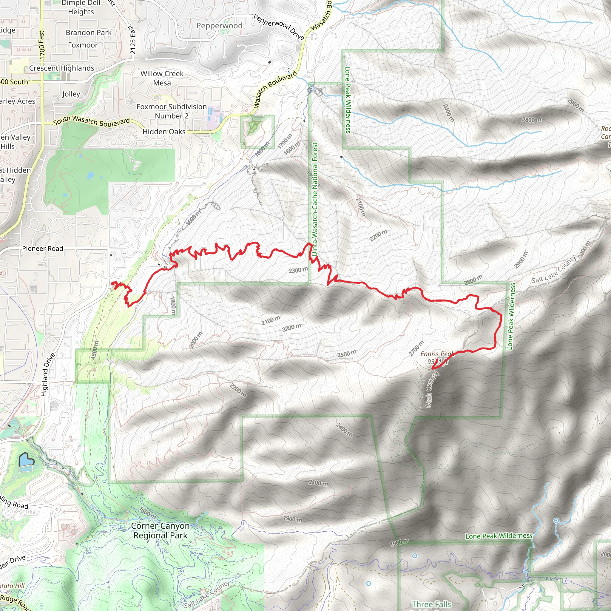 Enniss Peak via Trail of the Eagle mobile static map