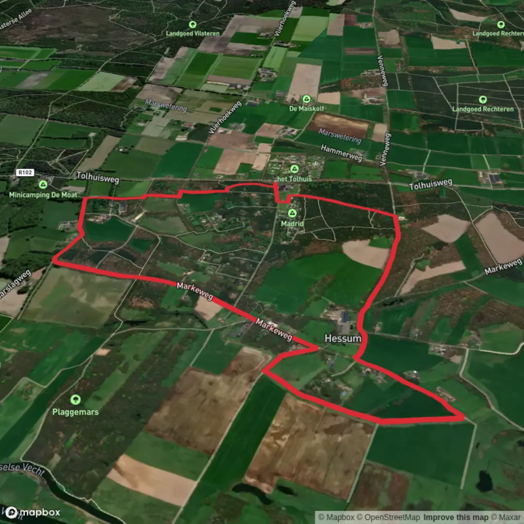 An image depicting the trail Huize Hessum and Holthuus Loop and its surrounding area.