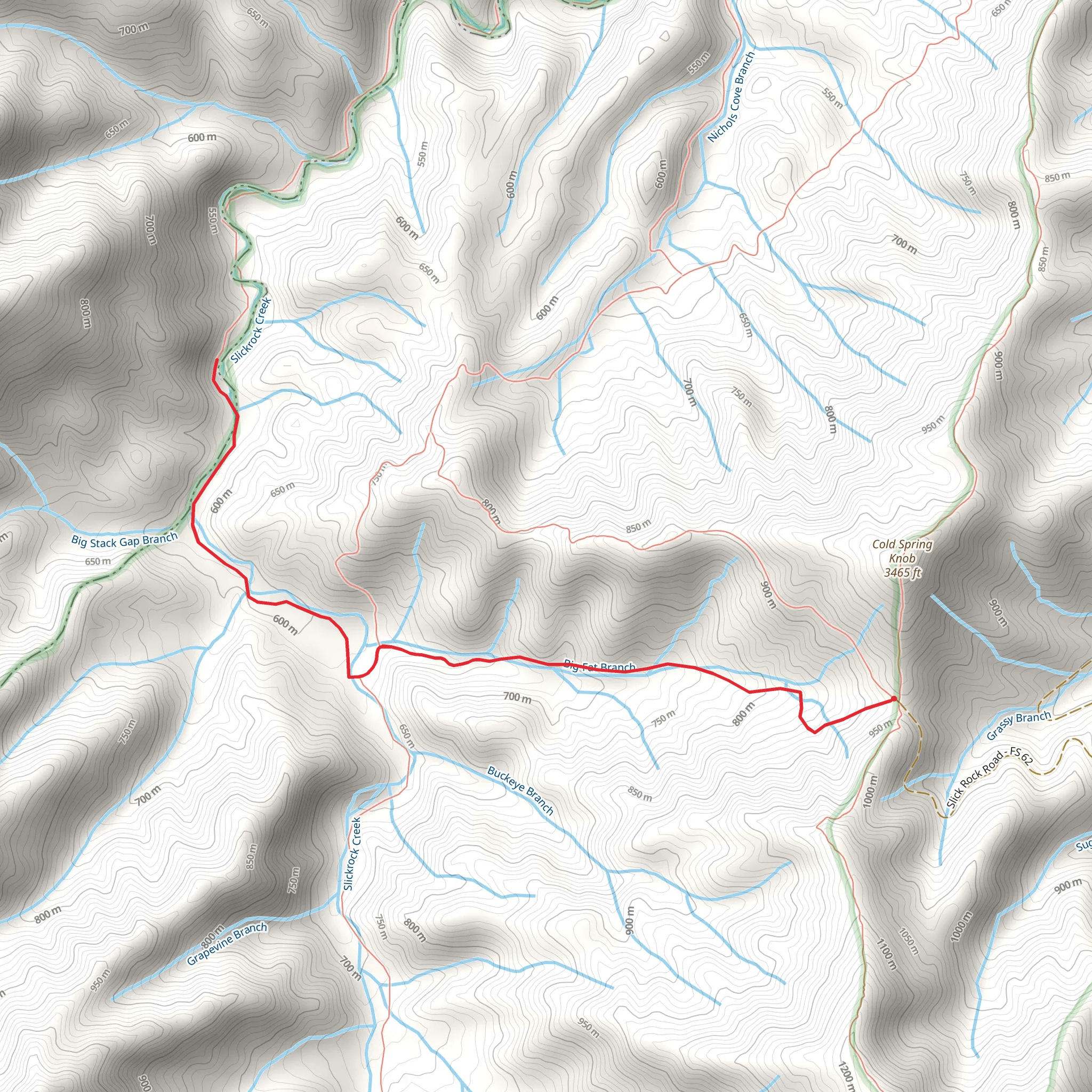 Slickrock Creek and Big Fat Branch Trail mobile static map