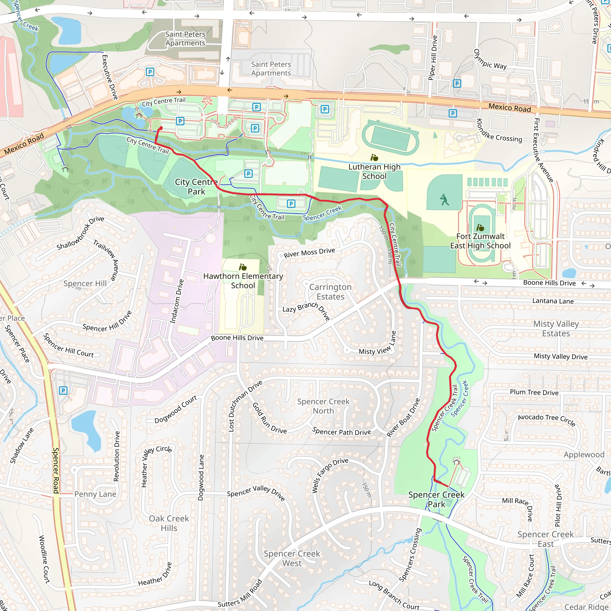 Spencer Creek Park via City Centre Trail mobile static map