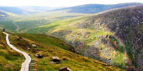 An image depicting the trail Camaderry from Glendalough and its surrounding area.